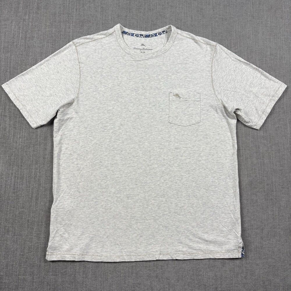 Tommy Bahama Shirt Mens Medium White Short Sleeve Crew Neck Outdoors Lightweight